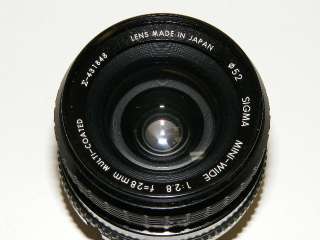 Sigma Mini Wide Camera Lens f28mm 12.8 for Minolta 700 Macro Multi 