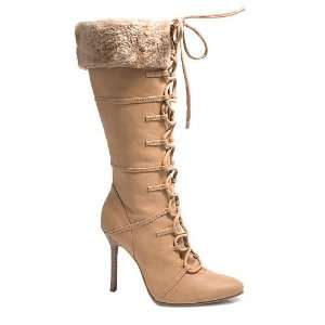  Shoes 4 Inch Heel Knee High Boot With Fur (Tan;7): Toys 