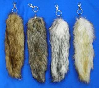   NATURAL color FOX TAIL KEY CHAIN foxes wild animals novelty animal fur