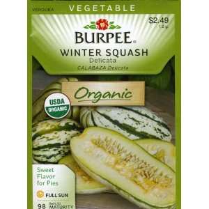  Burpee 60188 Organic Squash, Winter Delicata Seed Packet 