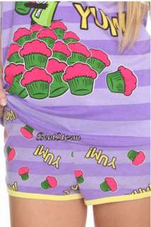 Invader Zim Gir Yum Cupcake Purple Stripe Cami Top Booty Shorts Pjs 