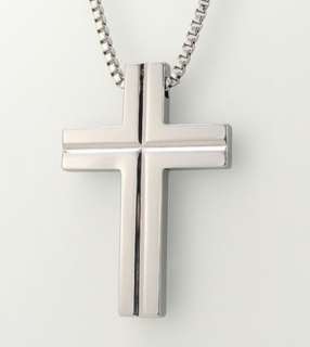 This is a mens tungsten carbide cross pendant. The pendant itself is 