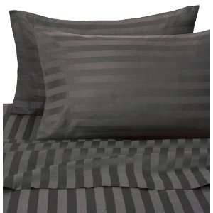  Black 500TC Damask Stripe Cotton Sheet Set King: Home 