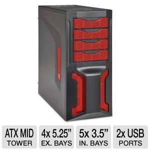  XION ATX Red LED Mid Tower Case w/ 500W PSU: Computers 