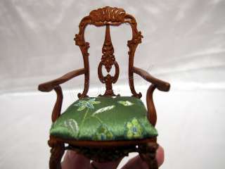 High end quality of carved arm chair for 1:12 scale doll house green 