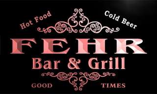 u14211 r FEHR Family Name Gift Bar & Grill Home Beer Neon Light Sign 