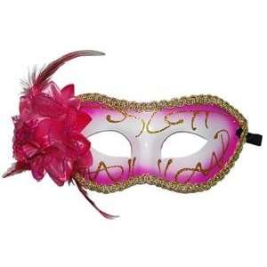   Fuchsia Mardi Gras Harlequin Party Mask #(7013). 