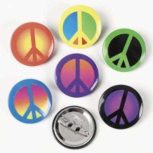   Lot 48 Peace Sign Mini Buttons Pins Hippie 70s Party: Home & Kitchen