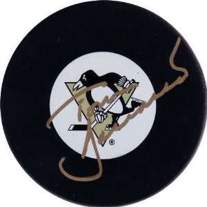  Tom Barrasso Pittsburgh Penguins Autographed Hockey Puck 