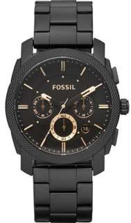 Mens Black Fossil Machine Chronograph Watch FS4682  