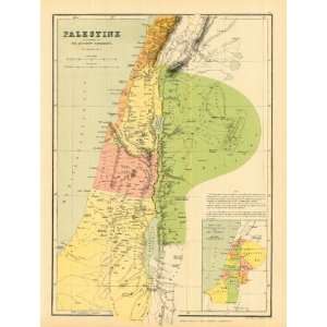    Bartholomew 1858 Antique Physical Map of Palestine