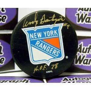  Andy Bathgate Autographed Hockey Puck (New York Rangers 