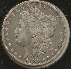 1880 CC F VF Morgan Silver Dollar   SCARCE  