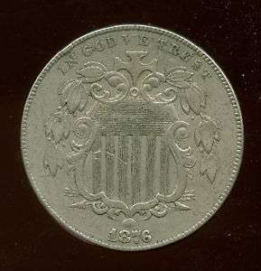 1876 Shield nickel XF+  