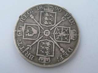 1890 Sterling Silver Double Florin. Great Britain. Victoria. #2  