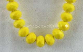 30pcs Porcelain Yellow Faceted Glass Bead 8x6mm   