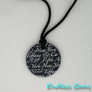  CO. NOTES ROUND BLACK BONE CHINA NECKLACE PENDANT NEW YORK 5TH AVE 925