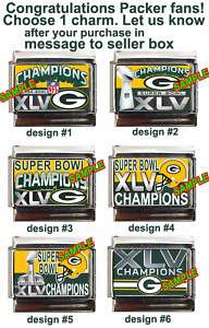 Green Bay Packers Super Bowl XLV Champs! Italian Charm  