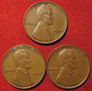 1944 1945 1946 LINCOLN CENTS LIFETIME COLLECTION COINS  