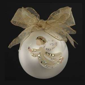  Sarabella Hand Painted Angel with Snowflake Glass Ball 
