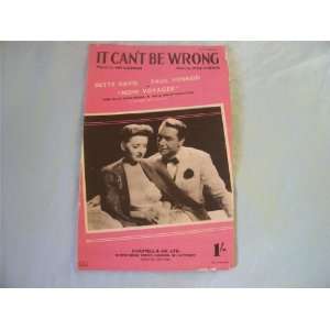   : It Cant Be Wrong (Sheet Music): Bette Davis / Paul Henreid: Books