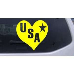  Yellow 12in X 11.6in    USA Heart Military Car Window Wall 