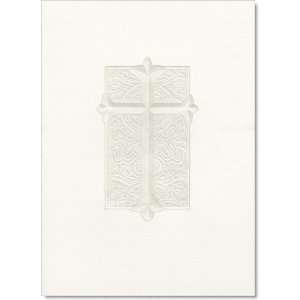  Embossed Cross Sympathy Acknowledgement Ecru Folded Note 