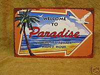 Welcome To Paradise Beach Summer Tin Metal Sign Decor  