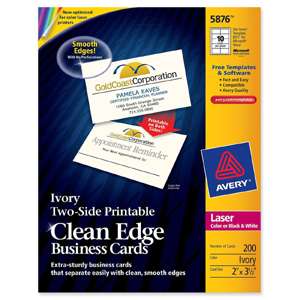 Avery Dennison 5876 20 sheet 2sided Ivory Printable Clean Edge Bus 