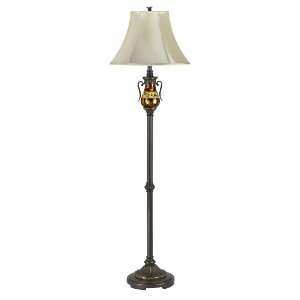    Reverse Painted Glass Gold and Bronze Floor Lamp
