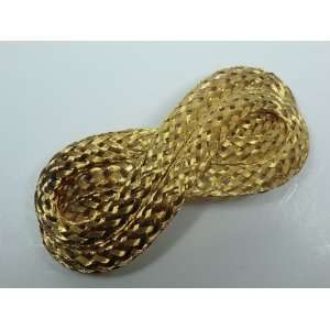   Wahba   Wire Mesh S shaped Flat Ribbon Barrette Gold plated Beauty