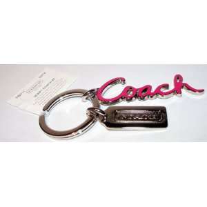  Coach Key Chain / Key Fob with Pink Enameled Script Coach 