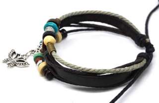 Wholesale Charm Fashion Black Leather Bracelet Wrap 246  