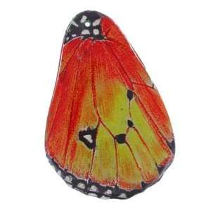   Orange Butterfly Wing Decoupage Wood Pendant Arts, Crafts & Sewing