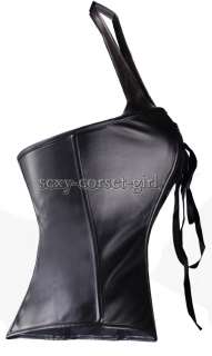 5XL Black Bonded Leather Corset Halter Bustier XXXXXL  
