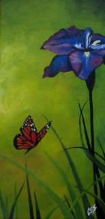 Original Fantasy DAILY Painting CES Butterfly, Iris, Folk ART EBSQ 