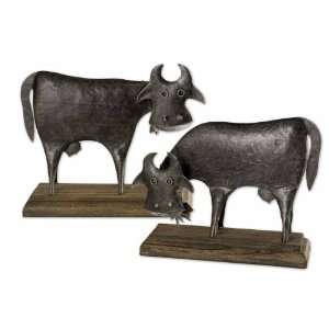  Set of 2 Uttermost Metal Cow Statues: Home & Kitchen