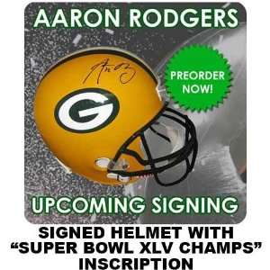   Aaron Rodgers Autographed Pro Line Helmet with Super Bowl XLV Champs