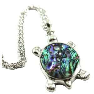 Wild Pearle Genuine Abalone Shell Large Turtle Charm Necklace ~ Comes 