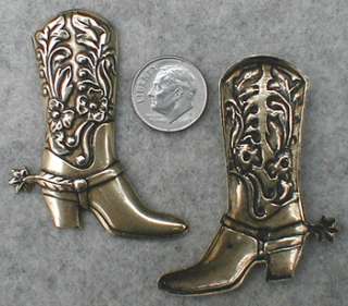 2039 ANTIQUED GOLD WESTERN STYLE COWBOY BOOT COMPONENT   2 Pc Lot 