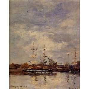   painting name Deauville Harbor, By Boudin Eugène 