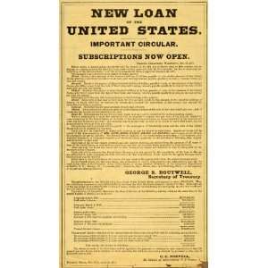   Debt Bonds George Boutwell Relief   Original Print Ad
