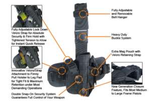   Tactical Drop leg BLACK Duty Belt Hunting Pistol M&P PX4 XDM P95