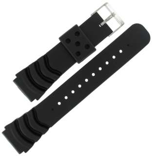 22mm Black Rubber Polyurethane Watch Band Fits Seiko XL Hadley Roma 