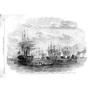  1860 WAR SHIPS CHINA TRANSPORTS COWLOONG BAY BOATS