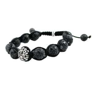   Black Snake Skin Agate 13.5mm Beads, 1 Disco Ball adjustable: Jewelry