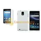 White Rubber Coated Hard Case+LCD Protector Guard Cover