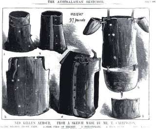 diagram from 1882 of the full suit of plate armor worn by the 