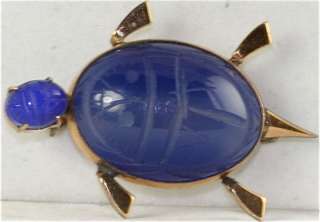 VINTAGE GOLD FILLED STONE SCARAB WRE TURTLE  