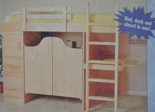 Bild 3 in 1 BUNK BED PLAN Desk Storage & Bed in One Woodworking Plan 